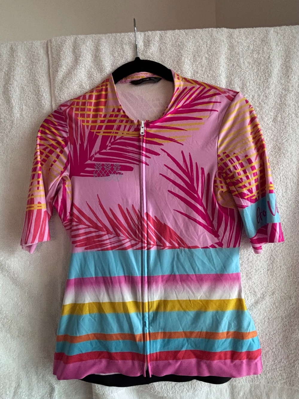Women’s Pink Tropical Stripe Cycling Jersey